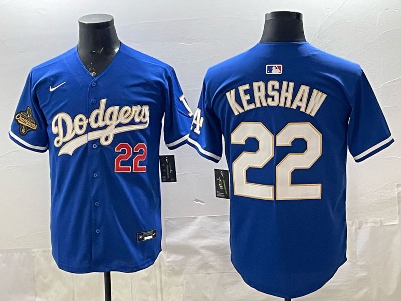 2026 Men Nike Los Angeles Dodgers #22 Kershaw Blue gold Game MLB Jersey 003->los angeles dodgers->MLB Jersey